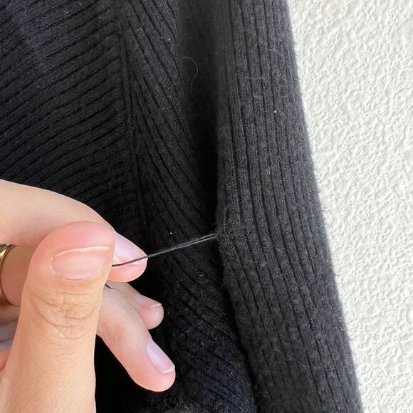 Anthropologie Moth Liza Faux Wrap Long Sleeve Sweater Women’s Medium Black Rib - Picture 6 of 7